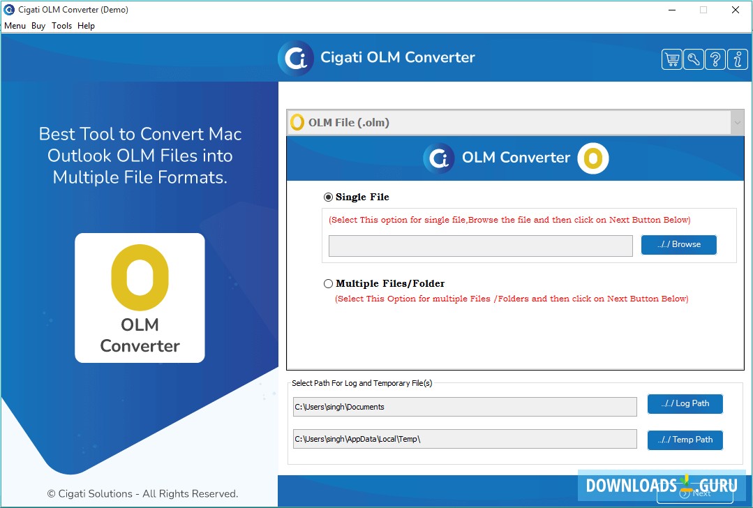 Cigati OLM to PST Converter