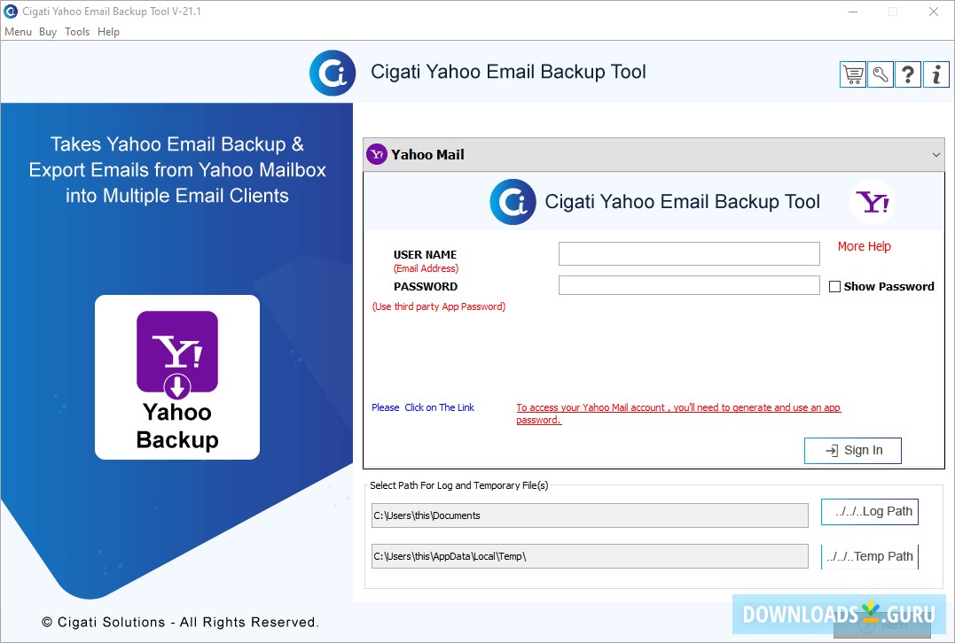 Cigati Yahoo Email Backup Tool
