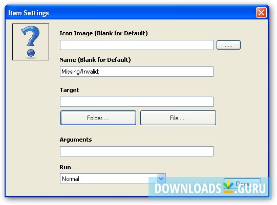Item settings window