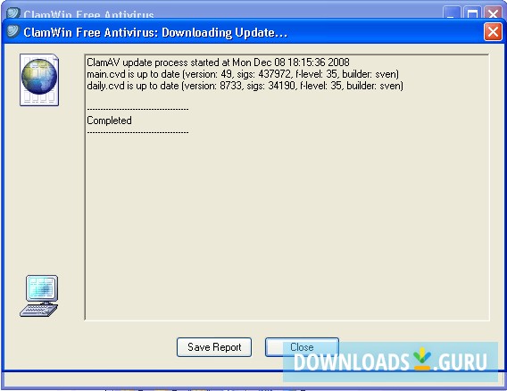 Downloading virus database update
