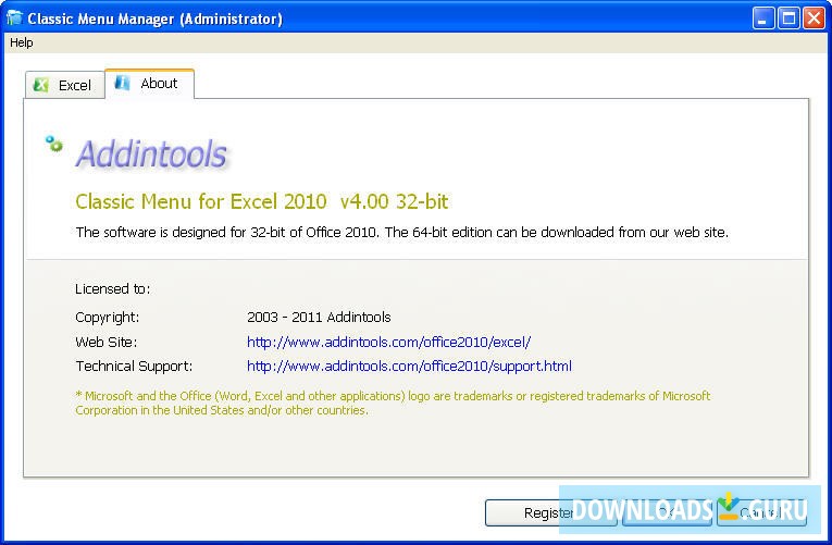 Classic Menu for Excel 2010