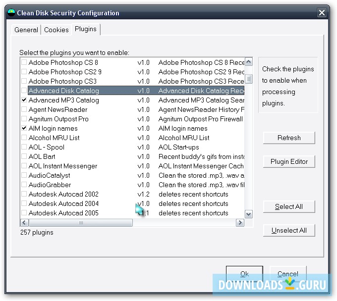 Configuration window (plugins)