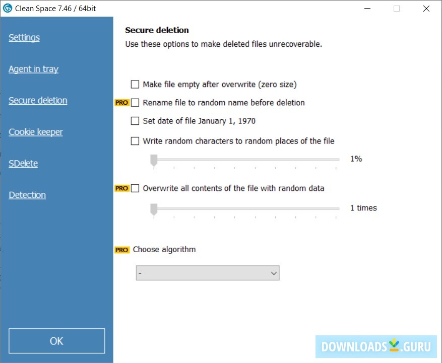 Secure Deletion Settings
