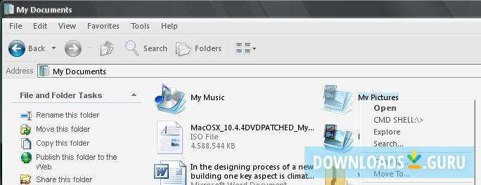 Context menu modified
