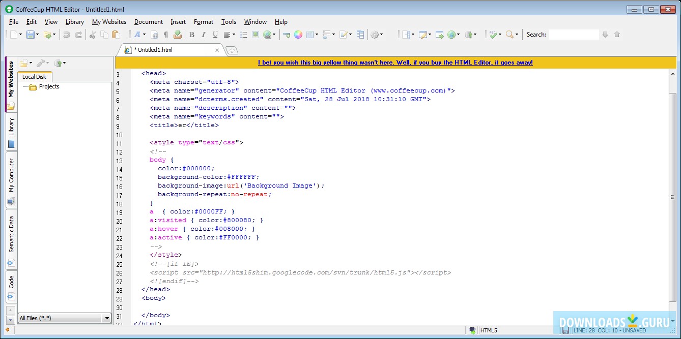 CoffeeCup HTML Editor