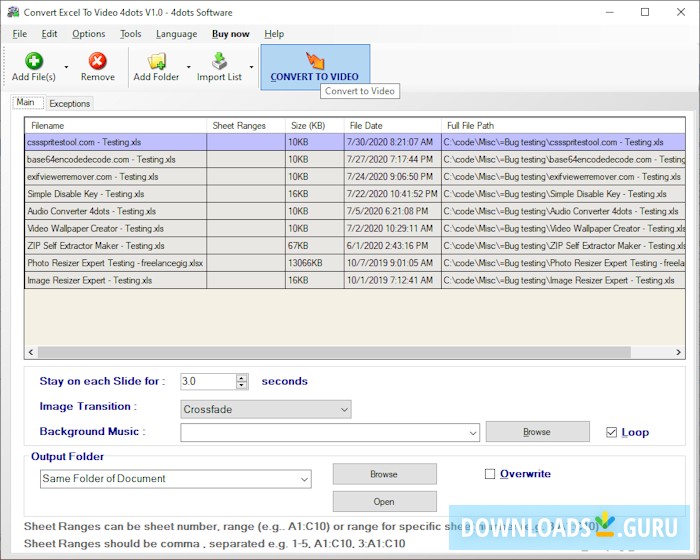 Convert Excel to Video 4dots