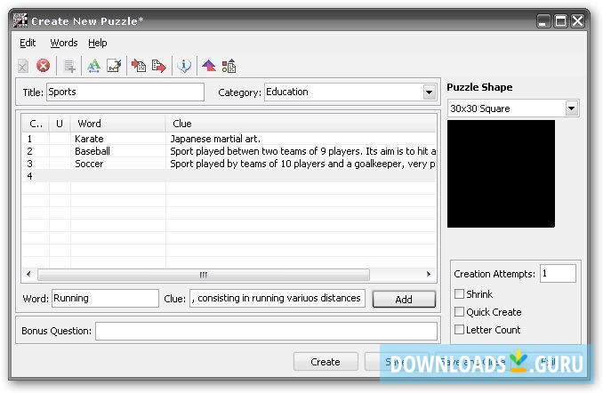 Crossword construction kit-Creating a new puzzle