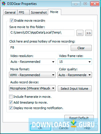 Movie options