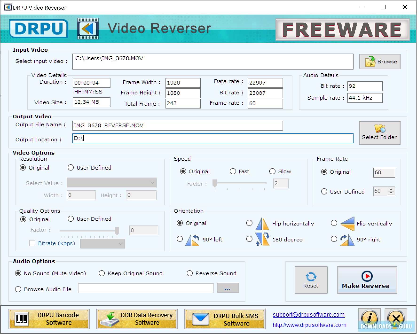 DRPU Video Reverser Freeware Software