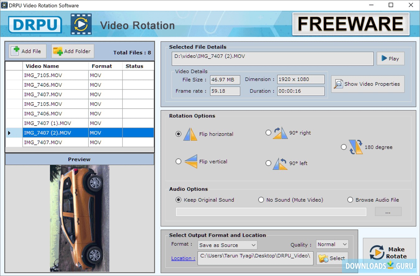 DRPU Video Rotator Freeware Software