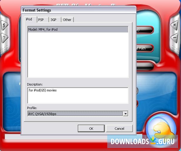 Output Settings iPod PSP 3GP