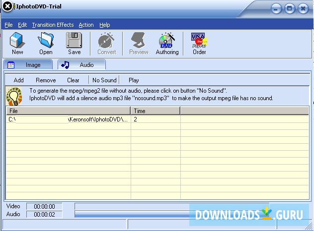 iPhotoDVD Audio Window 