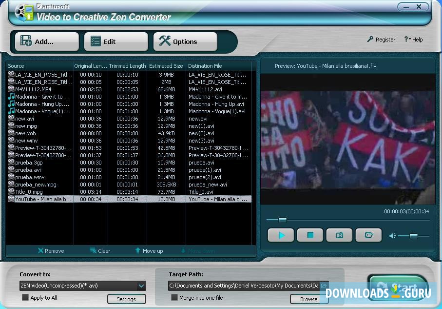 Daniusoft Video to Creative Zen Converter