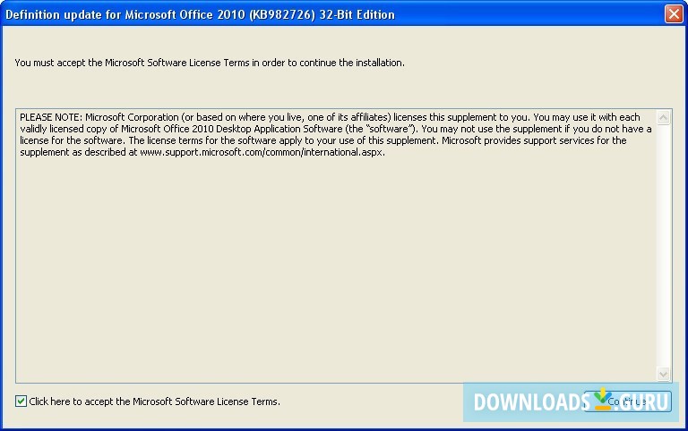 Definition update for Microsoft Office 2010 (KB982726) 32-Bit Edition