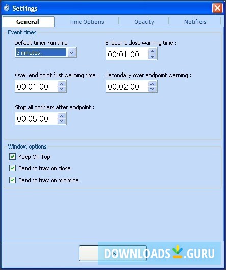 Settings Window - General Tab