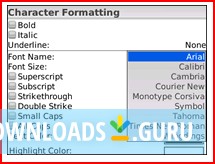 character formatting