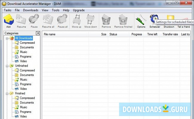 All downloads screen