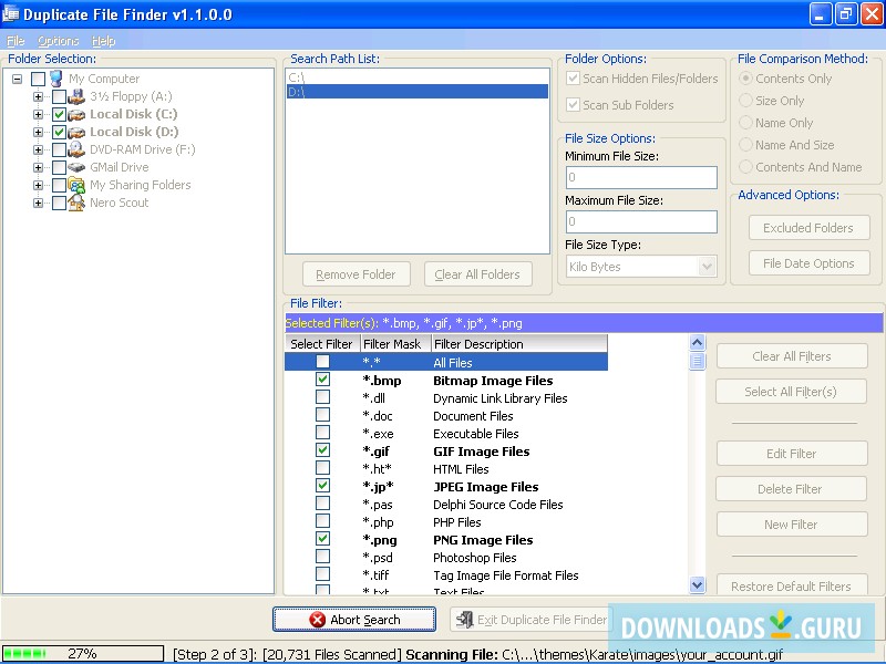 duplicate file scanner for backups