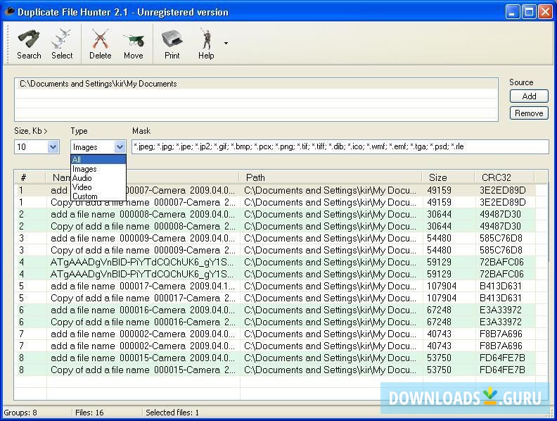 Search wizards and found duplicates