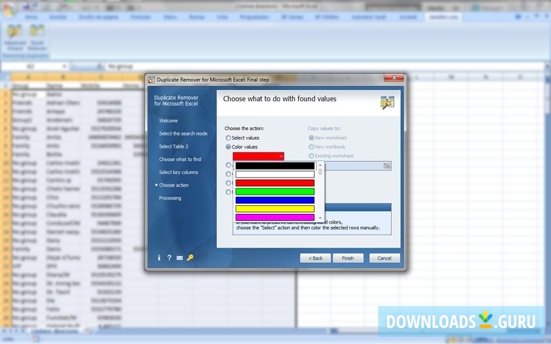Choose what to do with the found values