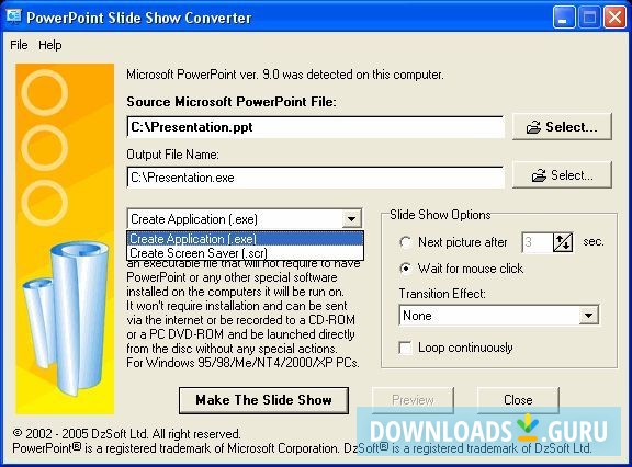 DzSoft PowerPoint Slide Show Converter