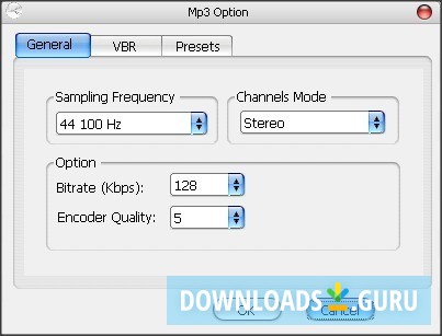 MP3 Configuration Window