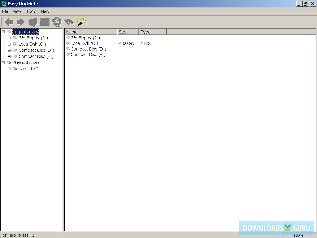 Easy Undelete main window