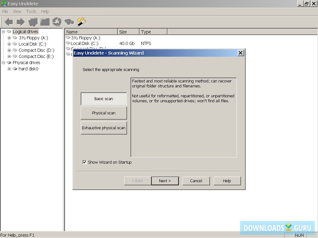 Easy Undelete scan delete files wizard