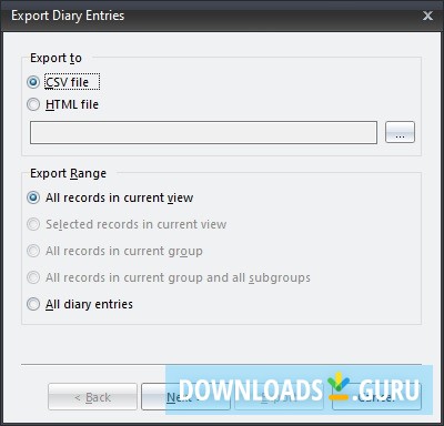 Export Diary Entries
