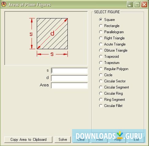 Areas of figures