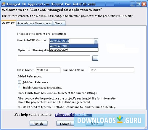 Enhanced AutoCAD .NET Project Application Wizard