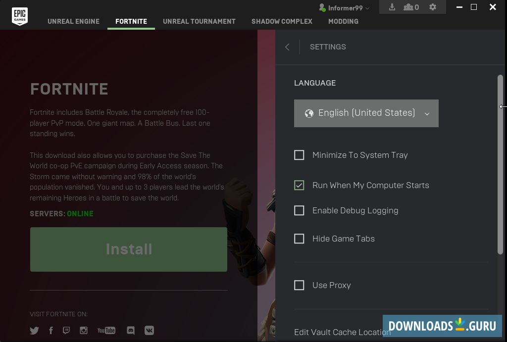 epic games launcher downloading at 0