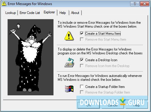 Error Messages for Windows