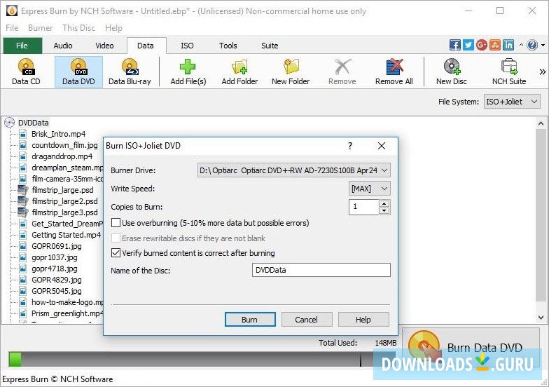 Express Burn Free CD and DVD Burning