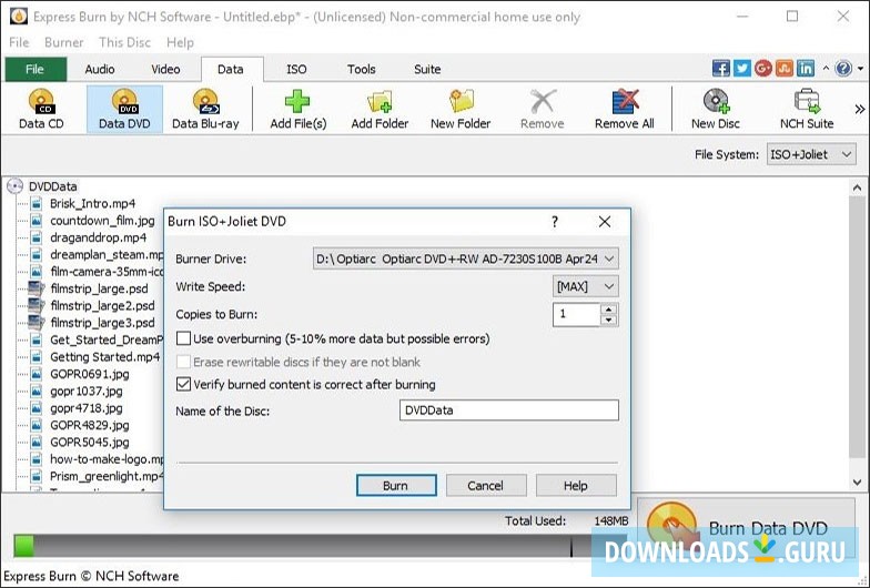 Express Burn Free CD and DVD Burning