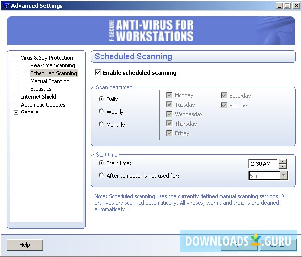 Setting the Scan