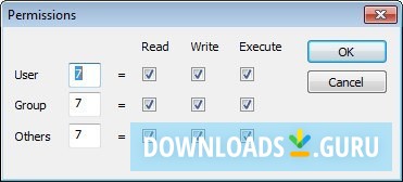 File Permissions Setting Window