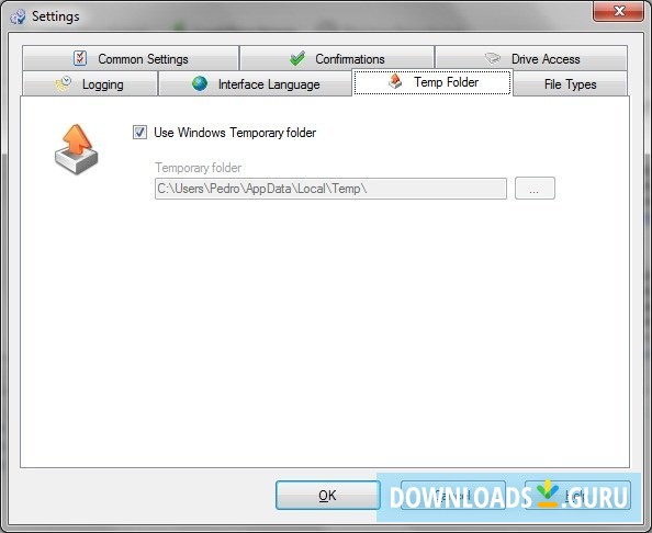 Temp Folder Settings