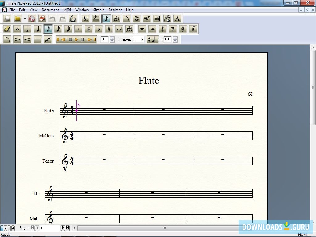 finale notepad change clef