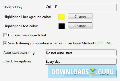 Find As You Type Settings