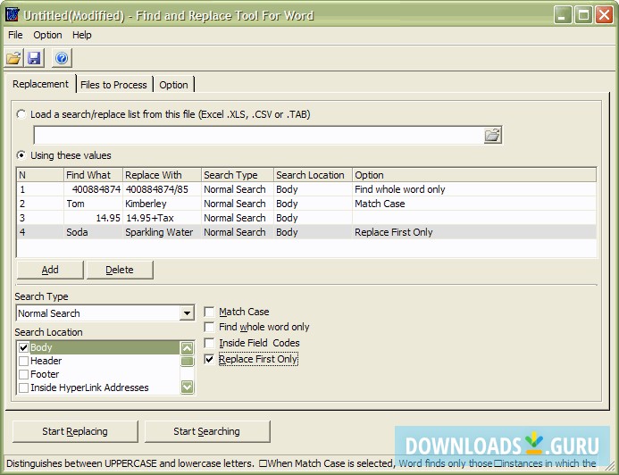 Find and Replace Tool for Word