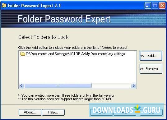 Selecting Folders To Lock