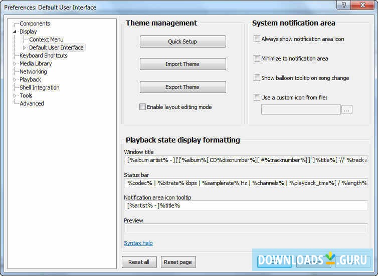 General Setup Interface