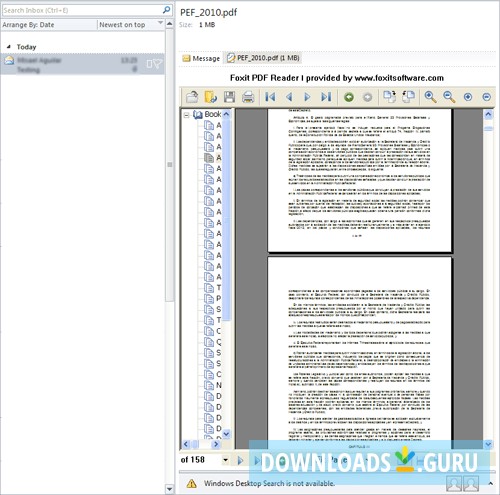 Message with Foxit Preview Handler installed.