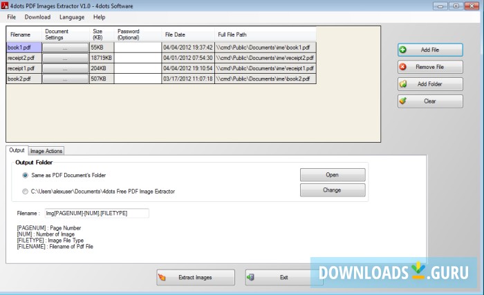 Free PDF Image Extractor 4dots