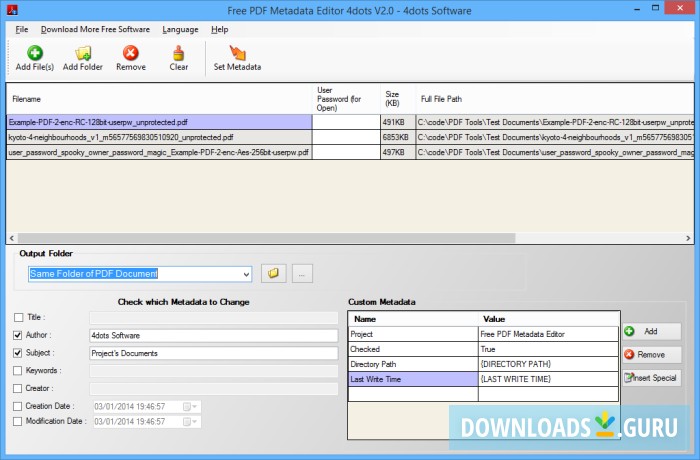Free PDF Metadata Editor