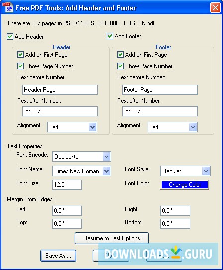 Add Header And Footer Dialogue