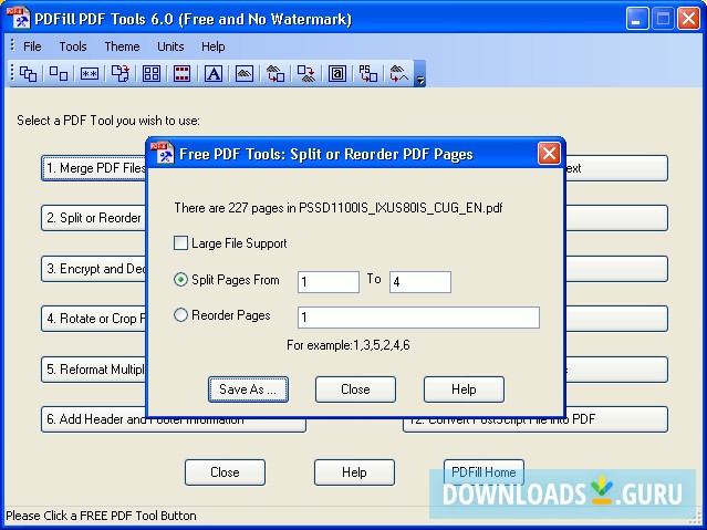 Split And Reorder Pages Dialogue