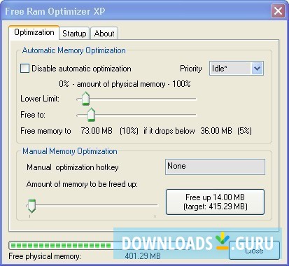 Main Optimization Window