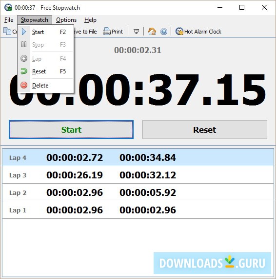 The Stopwatch Menu